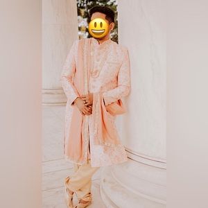 Mens Fancy Pink resham sherwani